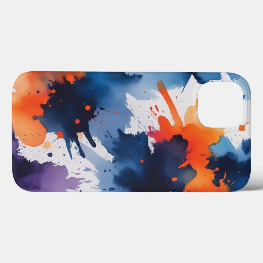 Vetgedrukte Abstracte Waterverf Splash iPhone Case (Achterkant (horizontaal))