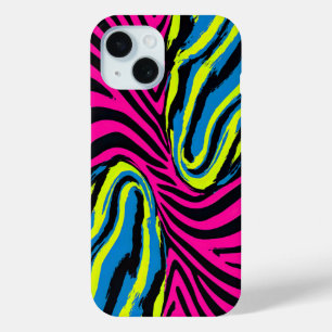 Vetgedrukte Abstracte Zebra Stripe in felle kleure iPhone 15 Case