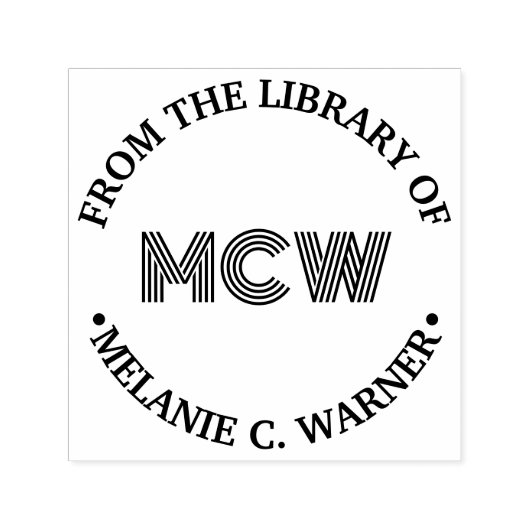 Vetgedrukte afbeelding 3 Initiaal Bibliotheek Boek Zelfinktende Stempel (Design)