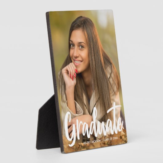 Vetgedrukte Afstuderen witte scriptoverlay Fotoplaat (Zijkant)