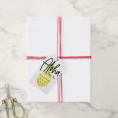 Vetgedrukte Ananas en Script Bedankt Verjaardag Cadeaulabel (Met Touw)