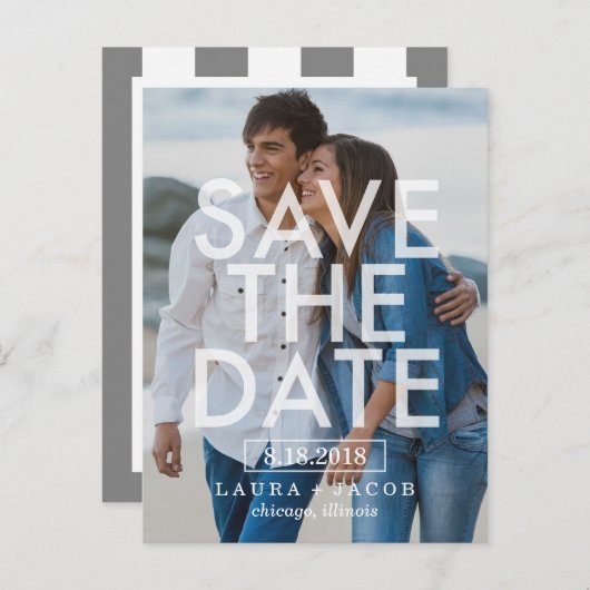Vetgedrukte bedekking Save the date Briefkaart (Voorkant / Achterkant)