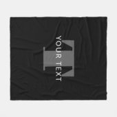 Vetgedrukte bewerkbare tekst | Zwart Wit & Grijs Fleece Deken (Voorkant (Horizontaal))