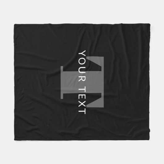 Vetgedrukte bewerkbare tekst | Zwart Wit & Grijs Fleece Deken (Voorkant (Horizontaal))