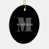 Vetgedrukte bewerkbare tekst | Zwart Wit & Grijs Keramisch Ornament (Rechts)