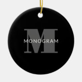 Vetgedrukte bewerkbare tekst | Zwart Wit & Grijs Keramisch Ornament (Voorkant)