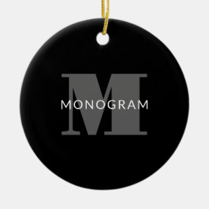 Vetgedrukte bewerkbare tekst Zwart Wit & Grijs Keramisch Ornament