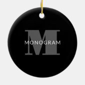 Vetgedrukte bewerkbare tekst | Zwart Wit & Grijs Keramisch Ornament (Achterkant)