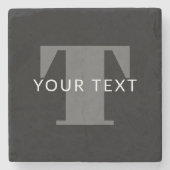 Vetgedrukte bewerkbare tekst | Zwart Wit & Grijs Stenen Onderzetter (Voorkant)