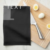 Vetgedrukte bewerkbare tekst | Zwart Wit & Grijs Theedoek (Quarter Fold)