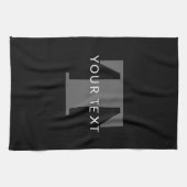 Vetgedrukte bewerkbare tekst | Zwart Wit & Grijs Theedoek (Horizontaal)