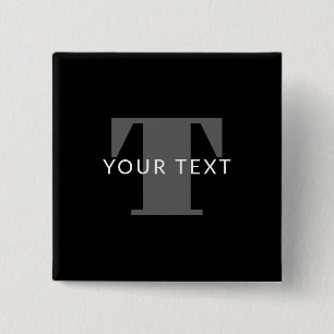 Vetgedrukte bewerkbare tekst   Zwart Wit & Grijs Vierkante Button 5,1 Cm