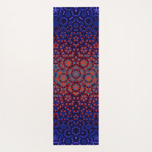 Vetgedrukte blauwe en rode patroon yoga mat (Achterkant)