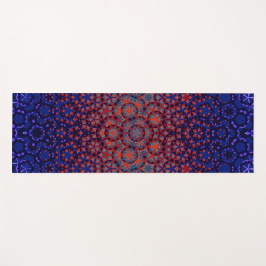 Vetgedrukte blauwe en rode patroon yoga mat (Voorkant (horizontaal))