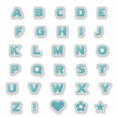 Vetgedrukte Blauwgroen letters | Monogram Alfabet  Sticker (Voorkant)