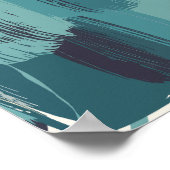 Vetgedrukte Blauwgroen penseelstreken op witte ach Poster (Hoek)