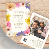 Vetgedrukte bloei Elegante Wildflower Wedding Kaart