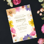 Vetgedrukte bloei Elegante Wildflower Wedding Kaart