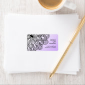 Vetgedrukte bloem op Paarse retour adreslabels. Etiket (Insitu)