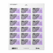 Vetgedrukte bloem op Paarse retour adreslabels. Etiket (Full Sheet)