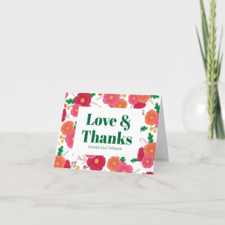 Vetgedrukte Bloemen bruiloft gevouwen dank u kaart