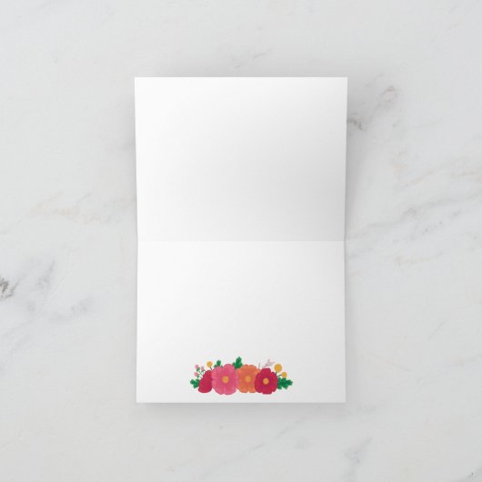 Vetgedrukte Bloemen bruiloft gevouwen dank u kaart (Binnen)