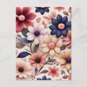 Vetgedrukte bloemen en bladeren patroon roze briefkaart (Voorkant)