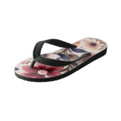 Vetgedrukte bloemen en bladeren patroon roze kinder teenslippers (Schuin)