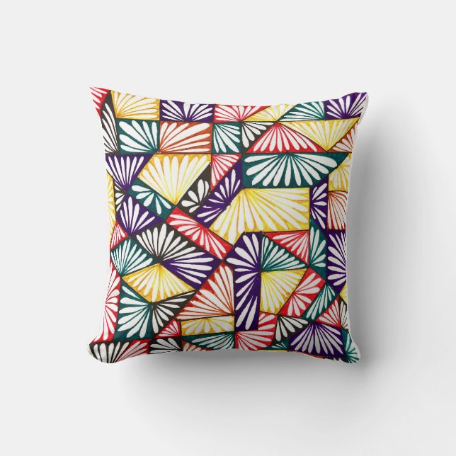 Vetgedrukte bloemen: kleurrijk Sierkussen (Voorkant)
