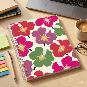 Vetgedrukte bloemen krabbels veelkleurig notitieboek