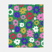 Vetgedrukte  Bloemen Levendig Groen Speelse Bloeme Fleece Deken (Voorkant)