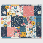 Vetgedrukte bloemen patchwork patroon cadeaupapier (Vlak)