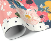 Vetgedrukte bloemen patchwork patroon cadeaupapier (Rol Hoek)