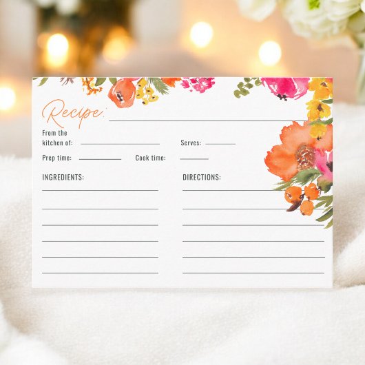 Vetgedrukte bloemen sinaasappel Bloemen Vrijgezell Informatiekaartje