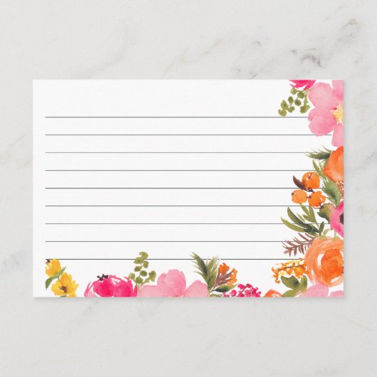 Vetgedrukte bloemen sinaasappel Bloemen Vrijgezell Informatiekaartje (Achterkant)