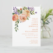 Vetgedrukte Bloemen Waterverf Perzik Blossom Weddi Kaart (Staand voorkant)