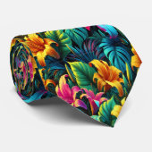 Vetgedrukte bloemenexplosie in elektrische kleuren stropdas (Opgerold)