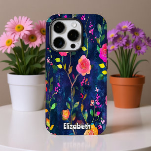 Vetgedrukte bloemenpenseelstreken iPhone 16 pro hoesje