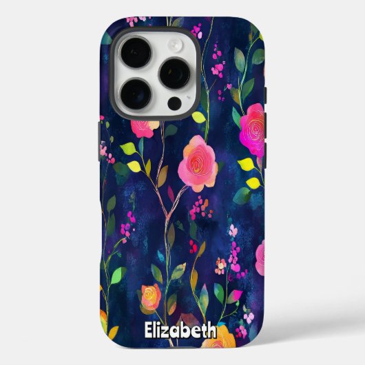 Vetgedrukte bloemenpenseelstreken Case-Mate iPhone case (Achterkant)