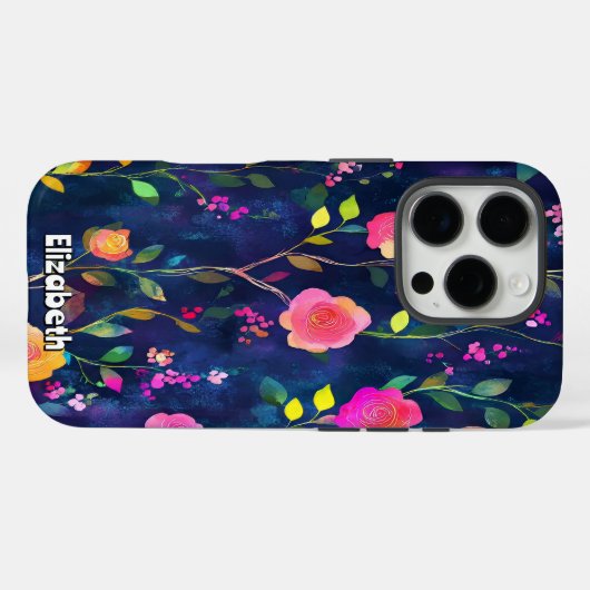 Vetgedrukte bloemenpenseelstreken Case-Mate iPhone case (Achterkant (horizontaal))