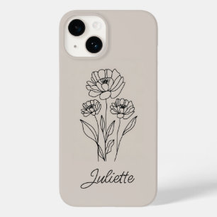 Vetgedrukte bloemlijn kunst minimalistisch Case-Mate iPhone 14 hoesje