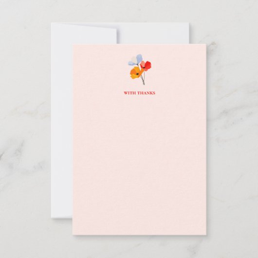 Vetgedrukte Bloempapaver Dank u kaarten (Voorkant)