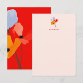 Vetgedrukte Bloempapaver Dank u kaarten (Voorkant / Achterkant)