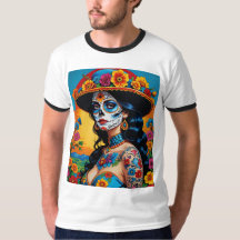 Vetgedrukte Bloemsuiker Skull Beauty Shirt