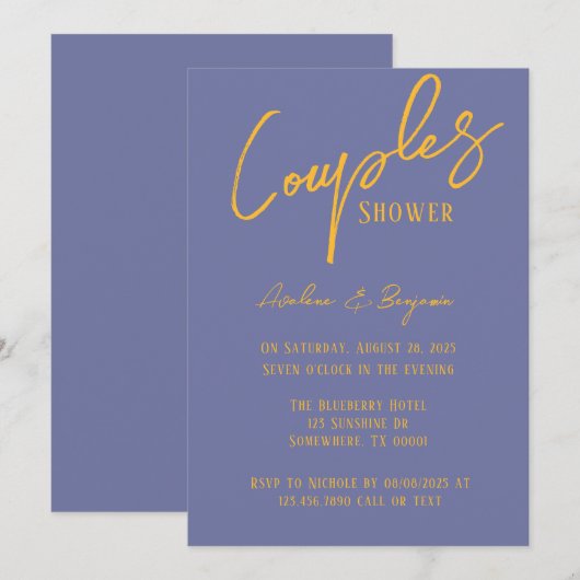 Vetgedrukte Blueberry Sunshine Typografie Koppels Kaart (Voorkant / Achterkant)