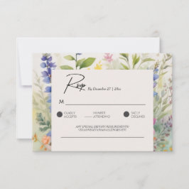 Vetgedrukte Boheemse Kleurrijke Wildflower Unieke RSVP Kaartje