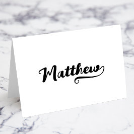Vetgedrukte Borstel Script W Swash Naam Plaatskaar Kaart