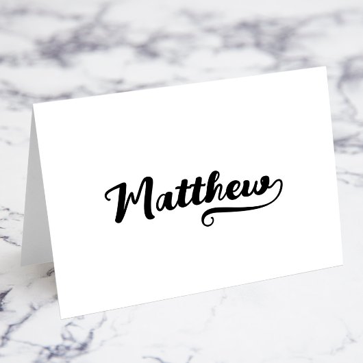 Vetgedrukte Borstel Script W Swash Naam Plaatskaar Kaart