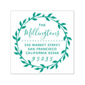 Vetgedrukte Botanische krans Script Naam & Retoura Zelfinktende Stempel (Design)