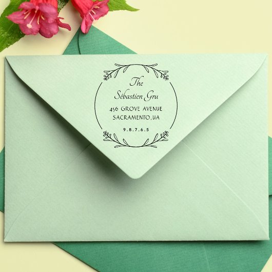 Vetgedrukte botanische krans  zelfinktende stempel